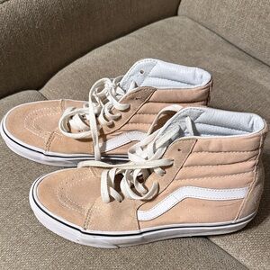 Vans High-Top Sneakers in Tan and White